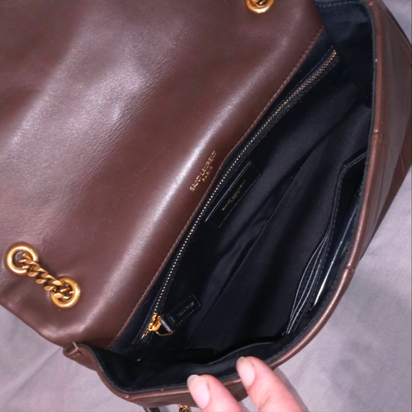 NWT YVES SAINT LAURENT JAMIE LAMBSKIN SLIDING CHAIN BAG, DARK GANACHE ~AUTHENTIC - Picture 14 of 16